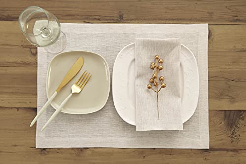 Solino Home Linen Cloth Napkins Set of 4-100% Pure Linen Light Natural Dinner Napkins 20 x 20 Inch for Spring, Summer - Athena, Handcrafted and Machine Washable - color: 01: Light Natural, size: 20" x 20" (Set of 4)