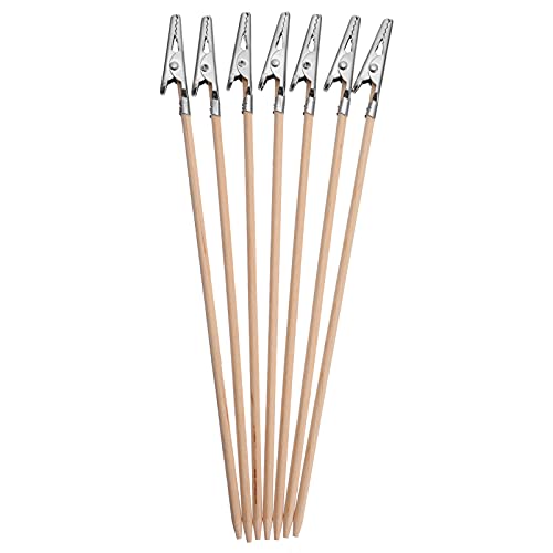 EXCEART 100 Pcs Bamboo Stick Crocodile Clip Alligator Clips Models Crocodile Clamps Stick DIY Card Photo Memo Clip Place Card Holders Modeling Tool Bamboo Skewer DIY Accessories Menu Metal