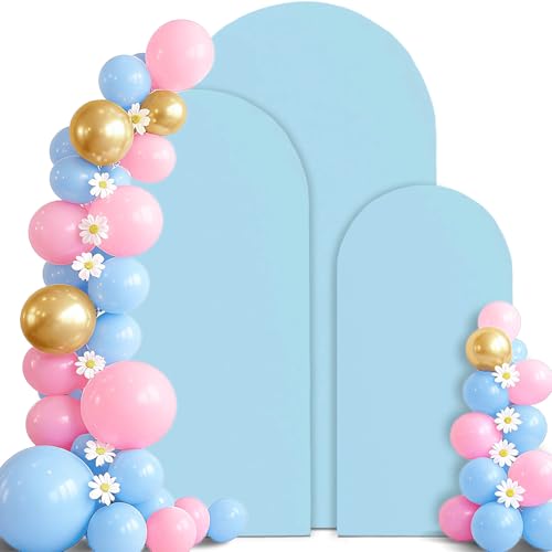 7.2 6.6 6 ft Arch Backdrop Cover Set of 3, Spandex Wedding Baby Blue Arch Cover Stretchy Backdrop for Chiara Stand Baby Shower Birthday Balloon Decor 7.2 & 6.6 & 6 FT Baby Blue - color: Baby Blue, size: 7.2, 6.6, 6FT