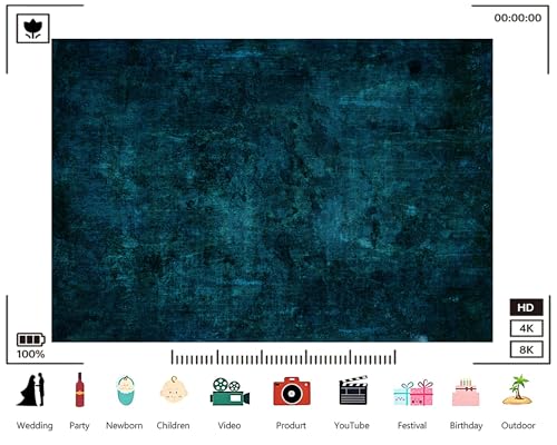 Trykid 7x5ft Abstract Blue Textured Concrete Backdrop Vintage Stone Wall Photography Background for Video YouTube Birthday Party Decoration Photoshoot Studio Props Fabric - size: 7x5ft