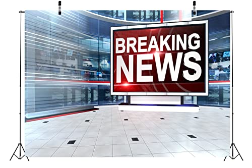 BELECO Fabric News Broadcast Hall Backdrop - 10x8ft TV Breaking News Backdrop - Studio, Business & Kids Portrait Photo Prop - size: 10x8FT