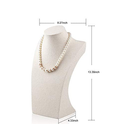Oirlv Linen Necklace Display Bust 3D Necklace Organizer Jewelry Display Holder (H-13.38inches) - size: H-13.38inches