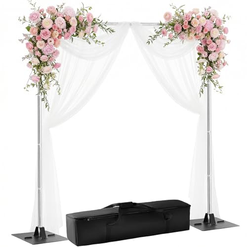 Heavy-Duty Tubular Background Stand Set, 12x10 Feet, Adjustable Height/Width, Photography Background Support Poles, All-Metal Construction, Background Stand for Parties, Birthdays, Weddings - color: Sliver, size: 12ft×10ft