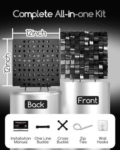 COKAOBE Black Shimmer Wall Backdrop 48PCS, Black Back Not See-Through Design, Square Sequin Glitter Backdrop Panel, Perfect for Outdoor Events, Birthdays, Wedding and Party Decoration - color: black, size: 48PCS