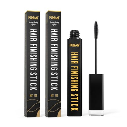 FUNAN Hair Finishing Stick, Flyaway Feel Stick Hair, Small Broken Hairs Finishing Cream, Non-Greasy and Non-Sticky Black（Pack of 2） - size: 15 Fl Oz (Pack of 2)