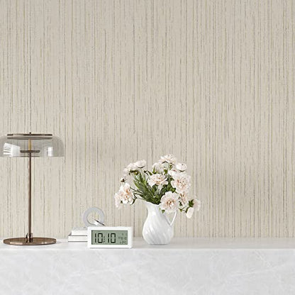 VEELIKE Ecru White Grasscloth Peel and Stick Wallpaper Textured Grasscloth Wallpaper 15.7''x118'' Removable Linen Fabric Vinyl Wall Paper Self Adhesive Grass Cloth Contact Paper for Bedroom Walls - color: Ecru White, size: 15.7" x 118"