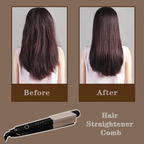 Flat Iron Comb Attachment, Removable Hair Straightener, for Black Hair, Professional or Home Use Compact Straightening Styling Tool (Brown)