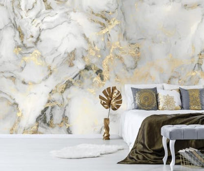 Abstract Marble Wallpaper Gold Art Textured Wall Mural Office Living Room（Not Peel and Stick） - color: Cybh-927, size: 91" x 60"