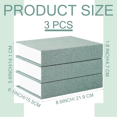 Tioncy 3 Pcs Fake Book Box Neutral Linen Book Box Decorative Faux Prop Storage for Farmhouse Home Decor shelf Table Card Photo DIY Keepsake Gift(8.6 x 6.1 x 1.8 Inch,Green) - color: Green, size: 8.6 x 6.1 x 1.8 Inch