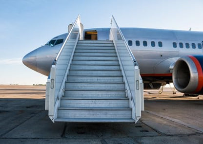 BELECO 7x5ft Fabric Airplane Backdrop Passenger Aircraft with Boarding Steps at The Airport Apron Background Airplane Party Decorations Birthday Shoot Studio Booth Photo Props - size: 7x5FT