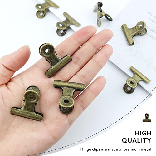 20 Pieces Metal Bulldog Binder Clips, 1.2 Inch Hinge Paper Clips Clamps for Food Bags, Pictures Photos, Art Crafts, Home Office Supplies (Bronze) (Pack of 2) - size: 1.2 Inch (Pack of 2)
