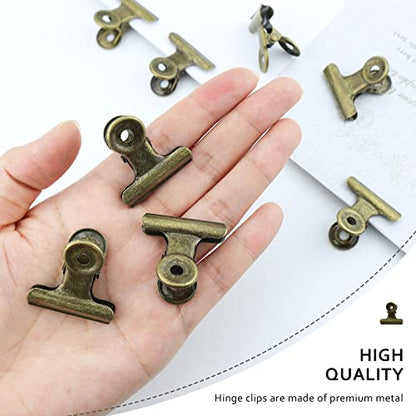 20 Pieces Metal Bulldog Binder Clips, 1.2 Inch Hinge Paper Clips Clamps for Food Bags, Pictures Photos, Art Crafts, Home Office Supplies (Bronze) (Pack of 2) - size: 1.2 Inch (Pack of 2)