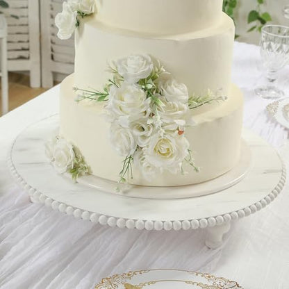 Efavormart 18" Extra Large Wooden Pedestal Cake Stand - Antique White Beaded Riser for Multi-Tier Cakes, Grand Wedding Displays, & Rustic Home Decor - size: 18"