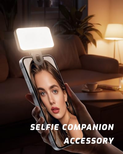 Portable Selfie Light for iPhone: Rechargeable Phone Fill Lights, Ring Light for Camera Picture, Makeup Photo, Video Conferences, Laptop Use, Zoom Meetings, TikTok, Vlog Photography - color: Black-white