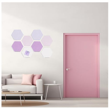 LAJAR 8 Pcs Hexagon Felt Bulletin Board Tiles, Self Adhesive Felt Pin Board Wall Tiles for Photos, Pictures, Memos (Pink) - color: Pink