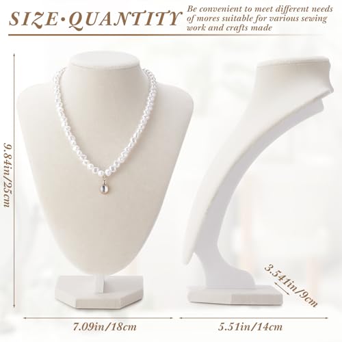 Huquary 12 Pcs Necklace Stand Display Jewelry Bust Necklace Stand Jewelry Photography Props for Selling Home Store Trade Show (Beige,Velvet) - color: Beige