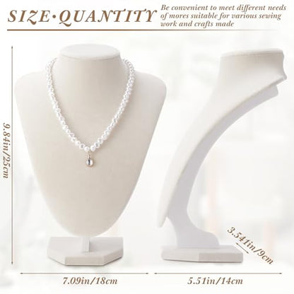 Huquary 12 Pcs Necklace Stand Display Jewelry Bust Necklace Stand Jewelry Photography Props for Selling Home Store Trade Show (Beige,Velvet) - color: Beige