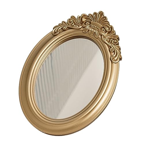 1Pc Vintage Mirror Props for Photography Golden Tray Decor for Weddings Home and Office Retro Decorative Mirror for Elegant Display and Events
