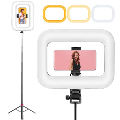 Phone Ring Light with 80" Tall Tripod Stand Built-in 8000mAh Battery Handheld Smartphone Photo Selfie Video Rig Lights 2700K-6500K for Tiktok, YouTube, Video Recording, Filmmaking, Vloging