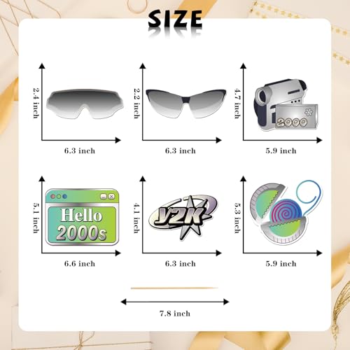 2000s Photo Booth Props, Funny Birthday Photoshoot Party Photography Props 00s Y2K Boy Girl Centerpiece Sticks Graduation Decorations 20 PCS