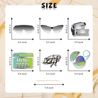 2000s Photo Booth Props, Funny Birthday Photoshoot Party Photography Props 00s Y2K Boy Girl Centerpiece Sticks Graduation Decorations 20 PCS