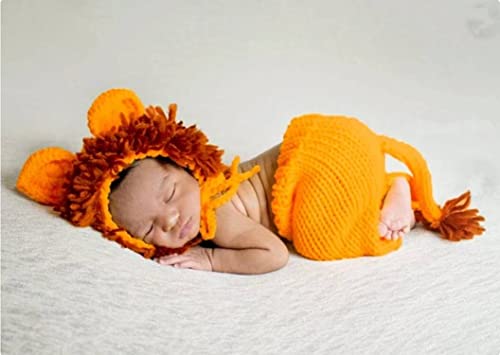 Fashion Cute Newborn Boy Girls Baby Costume Outfits Photography Props Hat Pants - color: Ginger Yellow