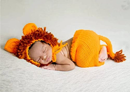 Fashion Cute Newborn Boy Girls Baby Costume Outfits Photography Props Hat Pants - color: Ginger Yellow