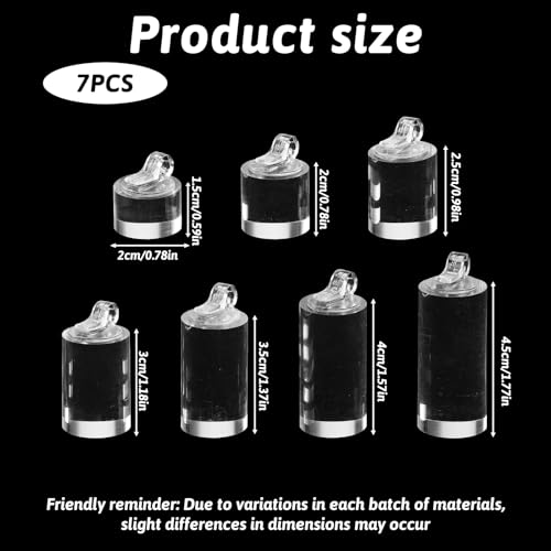 7 Pcs Clear Acrylic Ring Display Stand, Crystal Cylinder Holder for Jewelry Showcase, Engagement Wedding Rings, Perfect for Store Countertop, Photography, and Gift Presentation - color: Cylinder