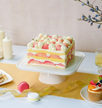 10" Square Ceramic Cake Stand 5-in-1 - White Pedestal Serving Platter for Wedding Birthday Party Baby Shower, Dessert Cupcake Fruit Display Stand, Multifunctional Kitchen Centerpiece - size: 10" x 10" x 3.7"
