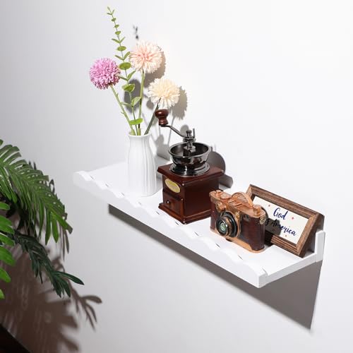 Suzile 2 Pcs Scalloped Shelves Wall Floating Shelves Set for Room, Bathroom, Bedroom, Cute Room Decor Aesthetic and Books, Toys, Photo Frames Storage(12",White) - color: White, size: 12"