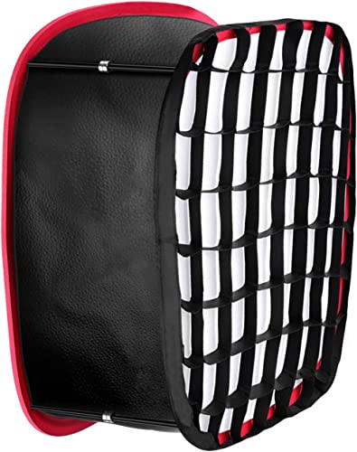 Neewer Foldable Softbox Light Box with Strap Clip, Grill and Carry Bag Compatible with Neewer 480/660/530 LED Light Panels, Opening 9.3 x 8.3 in (Black + Red) - style: 1 Pack w/Grid