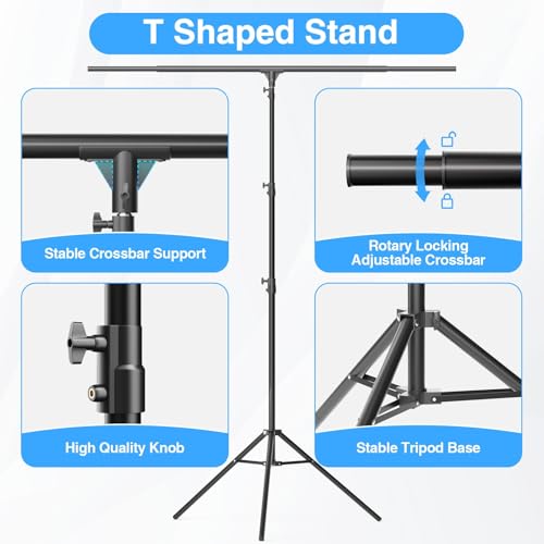 EMART T Shape Backdrop Stand 8.5x5ft, Adjustable Green Screen Photo Banner Holder with Water Bag and 4 Clamps Photography Background Support Kit for Parties, Photoshoot, Balloon