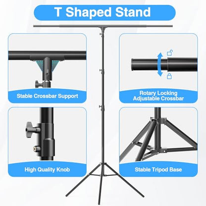 EMART T Shape Backdrop Stand 8.5x5ft, Adjustable Green Screen Photo Banner Holder with Water Bag and 4 Clamps Photography Background Support Kit for Parties, Photoshoot, Balloon