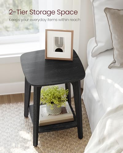 VASAGLE MAEZO Collection - Side Table, 2-Tier Small Square End Table, Nightstand with Tapered Legs, Curved Transitions, for Small Spaces, Living Room, Bedroom, Charcoal Gray ULET236B01 - color: Charcoal Gray, size: 1 pack