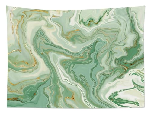 SCECALA Sage Green Marble Tapestry Abstract Green Gold White Swirl Marble Texture Wall Tapestry Modern Watercolor Wall Hanging for Bedroom Living Room Teen Dorm Party Home Decor 92.5x70.9 Inch - color: Sage Green, size: 70.9"L x 92.5"W