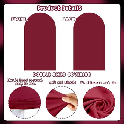 3Pcs Crimson Arch Backdrop Covers(7.2FT/6.6FT/6FT), Spandex Fitted Chiara Arch Stand Covers Backdrops for Wedding Baby Shower Birthday Graduation Photo Booth Props(Only Cover) - color: Crimson, size: 7.2FT/6.6FT/6FT