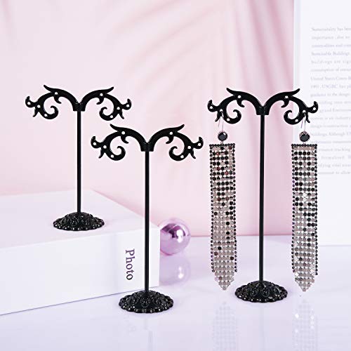 Black Earring Stand Detachable Metal Earring Display Storage Rack for Photography Jewelry Props Show Closet Retail Store Display 3 Pcs, Hook Shape