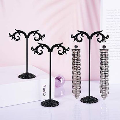 Black Earring Stand Detachable Metal Earring Display Storage Rack for Photography Jewelry Props Show Closet Retail Store Display 3 Pcs, Hook Shape