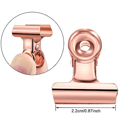 40 Pack Metal Clips 0.87 Inch Small Bull Binder Paper Clips for Picture Photo Crafts Food Bags Home Office Supplies(Rose Gold) - color: Rose Gold