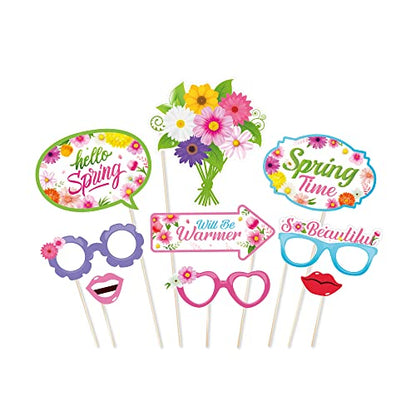 25pcs Spring Theme Photo Booth Props Spring Patterns Party Decorations Party Favor for Spring Sunflowers Party Essentials