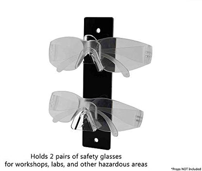 Marketing Holders 2 Pack Eyeglass Holder Black Back Clear Nose Acrylic 2 Tier Sunglasses Wall Mount Glasses Display Rack with Hanging Hardware and 2 Pre Drilled Holes - size: 2 Tier Black
