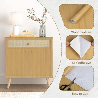 Abyssaly Light Wood Contact Paper Natural Wood Peel and Stick Wallpaper Self Adhesive Waterproof Wallpaper for Kitchen Cabinet Shelf Drawer Liner 11.8" X 197" - color: Light Wood, size: 11.8" x 197"