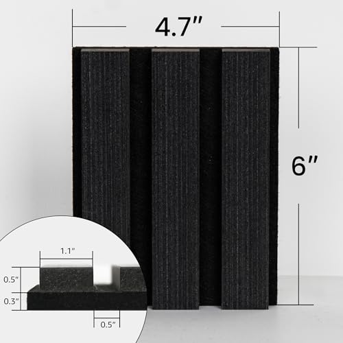 Smartstandard Sample Wood Slat Wall Panel, Soundproof Wooden Wall Panels, Acoustic Wood Panels for Wall, Matte Black, Sample Pack - color: Black Oak, size: 6" x 4.7"