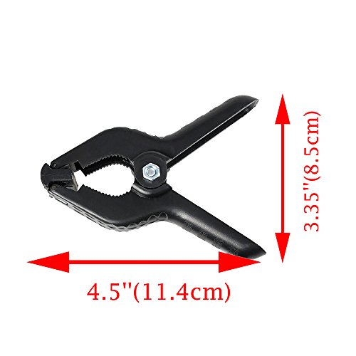 SLOW DOLPHIN Heavy Duty Spring Clamps Clip 4.5 Inch for Muslin/Paper Photo Studio Backdrops Background-6 Pack(Black) - color: Black