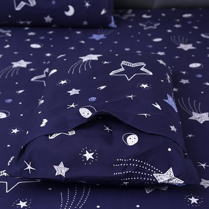 MAG 3pcs Purple Star Twin Bed Sheet,Space Microfiber Bedding Sheet Set,Galaxy Bed Sheets,Space Bedding Set with1 Fitted Sheet and 2 Pillowcases,14 Inches Deep (Purple and White,Twin) - color: Star, size: Twin
