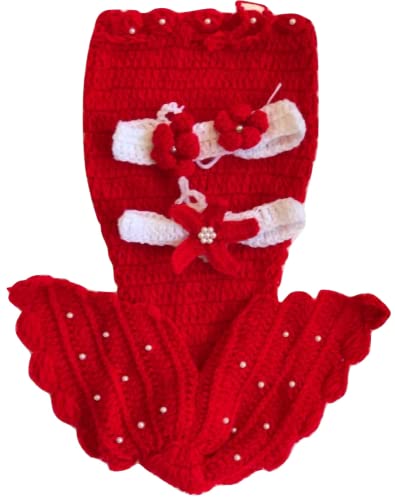 Matissa Newborn Baby Girl/Boy Crochet Knit Costume Photography Prop Hats Outfits - color: Red