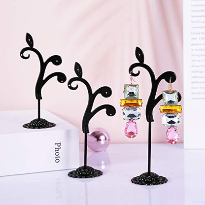 Black Earring Stand Detachable Metal Earring Display Storage Rack for Photography Jewelry Props Show Closet Retail Store Display 3 Pcs, Vine Shape