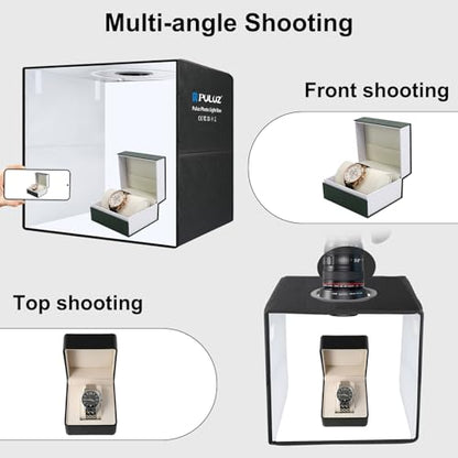 PULUZ 16x16 Inch High CRI≥95 Dimmable Light Box, 144 LED Photo Studio Lighting Kit with 6 Backdrops, Portable Shooting Tent for Product Photography - size: 16*16 inch