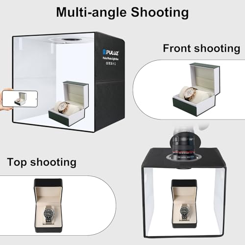 PULUZ 16x16 Inch High CRI≥95 Dimmable Light Box, 144 LED Photo Studio Lighting Kit with 6 Backdrops, Portable Shooting Tent for Product Photography - size: 16*16 inch