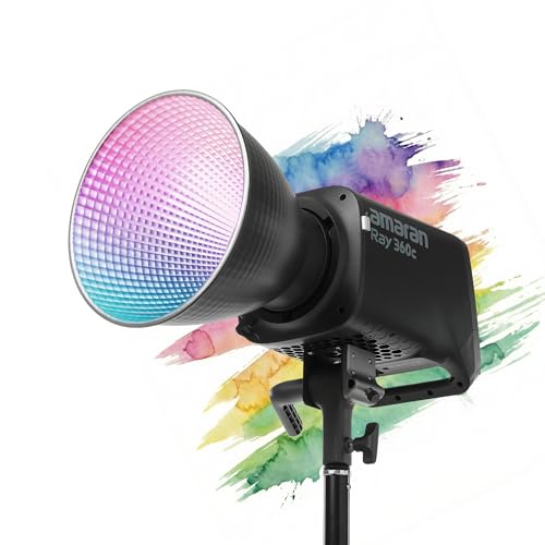 Amaran Ray 360c 360W RGBWW Full-Color LED Video Light, OmniColor Engine for True-to-Life HSI/CCT, 17,130 lux@1m, IP54, App/DMX Control, Bowens Mount Monolight for Studio & Outdoor Photography - color: Ray 360c